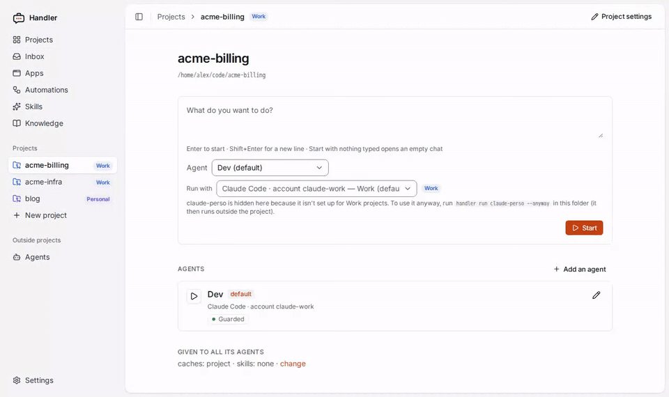 Starting a session in the web UI: the agent reaches a blocked host, which is then allowed in one click